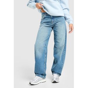 Unlike Humans Mid-Rise Barrel Jeans - Blauw- Dames, Blauw