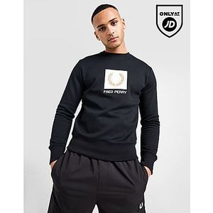 Fred Perry Logo Crew Sweatshirt - Black- Heren, Black