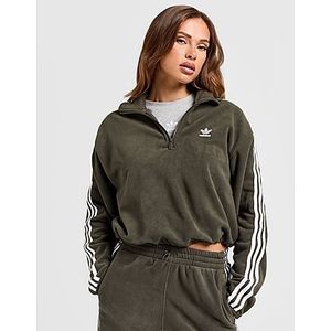 adidas Originals 3-Stripes Polar 1/4 Zip Sweatshirt - Shadow Olive- Dames, Shadow Olive