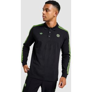 adidas Originals Celtic Icons Long Sleeve Polo Shirt - Zwart- Heren, Zwart