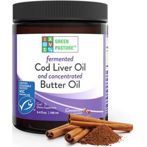 Green Pasture - Boterolie/Gefermenteerde Levertraan - Kaneel - 6 oz - Vitamine A & D - Omega vetzuren