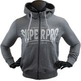 Super Pro Hoody met Rits S.P. Logo Grijs/Wit