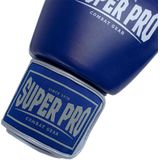 Super Pro Lederen (thai)bokshandschoenen Enforcer Blauw/Zilver/Wit 10oz