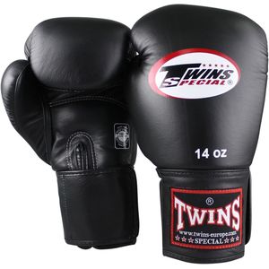 Twins (kick)bokshandschoen Korte Velcro Zwart 14 oz