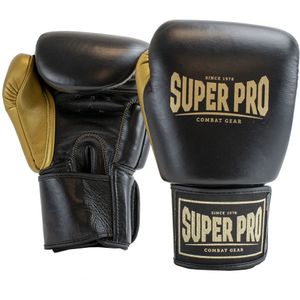 Super Pro Lederen (thai)bokshandschoenen Enforcer Zwart/Goud 8oz