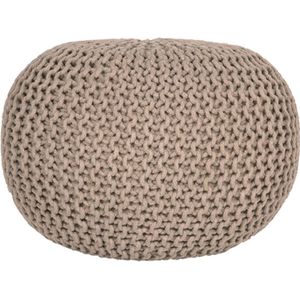 Label51 Knitted poef taupe 50x50x35cm