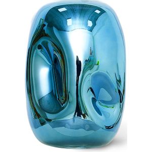 HKliving glazen vaas blauw chroom 14.5x21.5cm