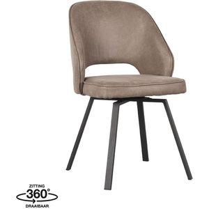 Label51 Lewis draaibare eetkamerstoel micro suede taupe - set van 2 stoelen