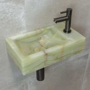Saniclear Green Onyx fonteinset met rechte kraan gunmetal - verouderd ijzer
