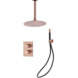 Saniclear Copper Pro inbouw regendouche met hoofddouche 30cm en plafondarm koper geborsteld