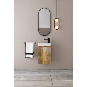 MD Interior Bello toiletmeubel 40cm mangohout links met keramische fontein rechts