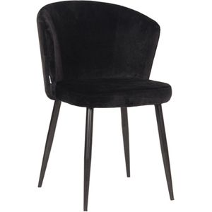 Label51 Wave eetkamerstoel fluweel zwart - set van 2 stoelen