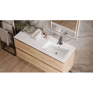 Saniclear Cosmos wastafel rechts fine stone mat wit 120x46cm met kraangat