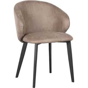 Label51 Logan eetkamerstoel micro suede taupe - set van 2 stoelen