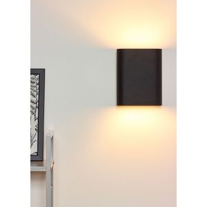 Lucide Ovalis wandlamp zwart/goud 16cm