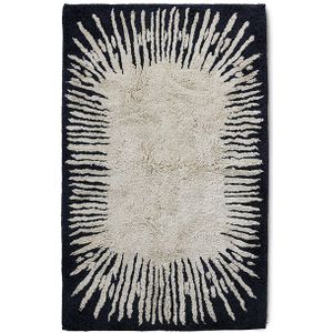 HKliving katoenen badmat zwart/wit 75x120cm