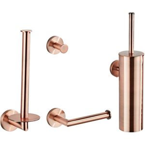 Saniclear Copper 4-delige toilet accessoire set geborsteld koper