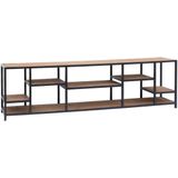 Livingfurn Flow open kast met vakken zwart/hout 180x40x52cm