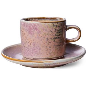 HKliving Chef Ceramics kop en schotel rustic pink 220ml