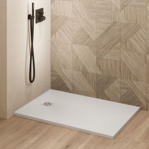 Saniclear Lino douchebak met stone finish 100x80cm wit