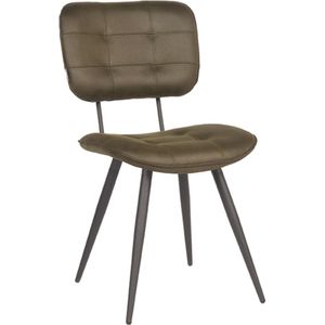 Label51 Gus eetkamerstoel microfiber army green - set van 2 stoelen