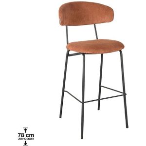 Label51 Zack barkruk ribcord rust 53x56x107cm - set van 2 krukken