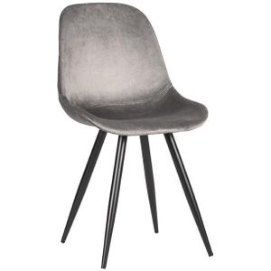 Label51 Capri eetkamerstoel fluweel grijs - set van 2 stoelen