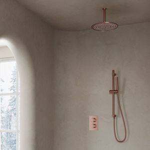 Saniclear Copper complete inbouw regendouche met hoofddouche 20cm, plafondarm en glijstang koper geborsteld