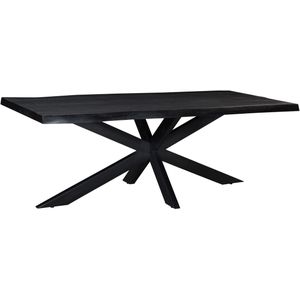 Livingfurn Kala boomstam eettafel spiderpoot 220x100cm mangohout zwart