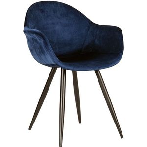 Label51 Forli eetkamerstoel fluweel blauw - set van 2 stoelen