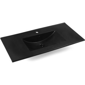 Fontana Latina keramische wastafel met kraangat 100cm zwart mat