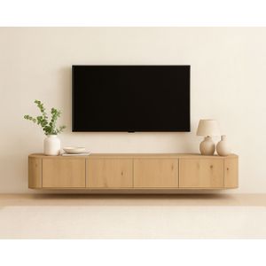 Livingfurn Novero zwevend tv meubel 220x35x33cm eiken