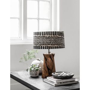 Must Living Jungle tafellamp met zwart witte kap teakhout 35x52cm