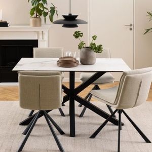 Giga Living - Harrie - Eettafel - Wit - Keramiek - 135cm