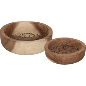 Must Living Mandala schalen teakhout - set van 2