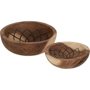 Must Living Mandala schalen lotus teakhout - set van 2