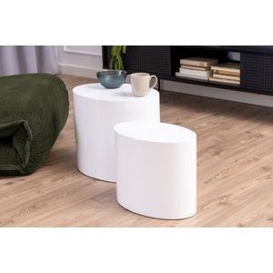 Noorlicht Gillian ovale salontafel wit - set van 2