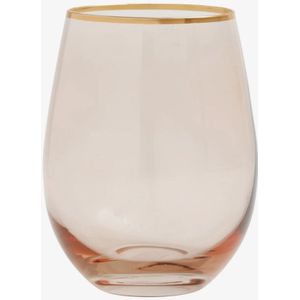 Nordal Goldie waterglas roze met gouden rand