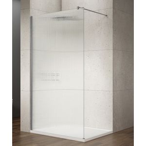 Saniclear Ridge douchewand ribbelglas 90x200cm RVS