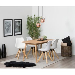 Noorlicht Daantje eetkamerstoel kunststof wit met naturel poten - set van 2