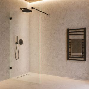 Saniclear Modern Nero douchewand 120x200cm zwart mat