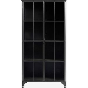 Nordal Downtown zwart metalen kast met 2 deuren 97x44x184cm