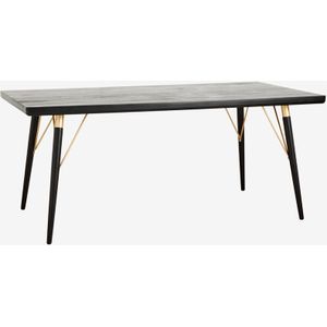 Nordal Liscia zwarte eettafel met gouden details 180x90x77cm