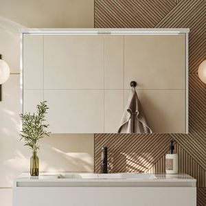 Fontana Grado spiegelkast met verlichting wit mat 100cm