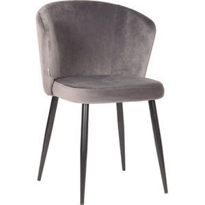 Label51 Wave eetkamerstoel fluweel grijs - set van 2 stoelen