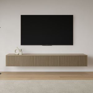 Livli Sydney zwevend tv meubel 240cm licht eiken ribbelfront