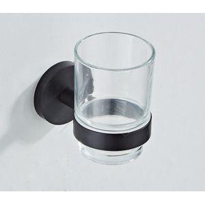 Saniclear Nero houder met glas mat zwart