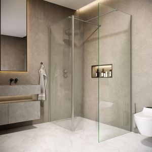 Saniclear Rivo douchecabine met vrije inloop 180x100cm met 40cm zijwand RVS