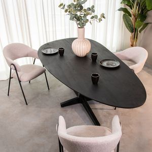 Eettafel - Rosie - Zwart Mangohout - Zwart Metaal