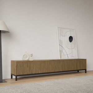 Livli Canberra staand tv meubel 260cm eiken castlebrown ribbelfront